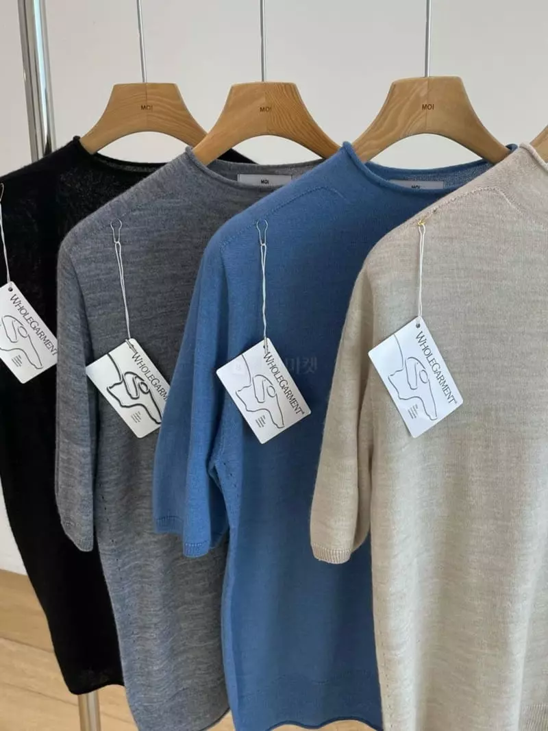 Moi - Korean Women Fashion - #momslook - Wholega Knit Tee - 4