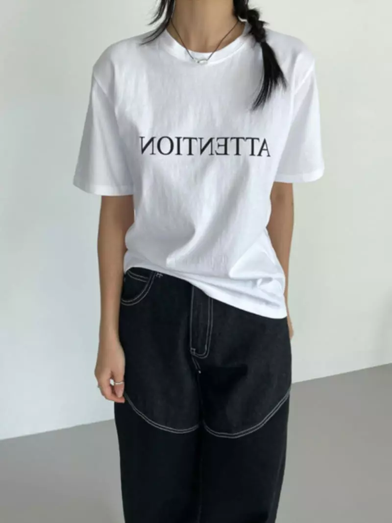 Moment - Korean Women Fashion - #momslook - Attention Tee - 2