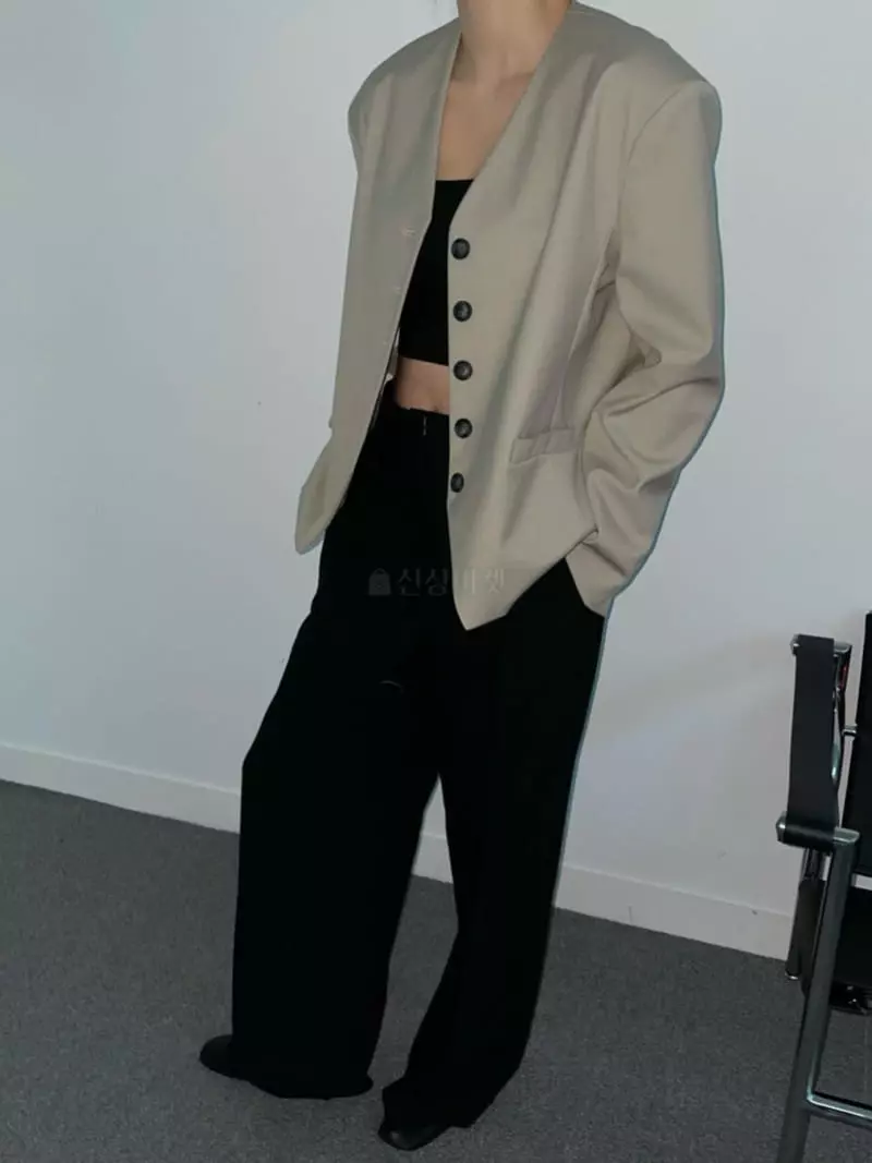 Moment - Korean Women Fashion - #momslook - Mar No Collar Jakcet - 3