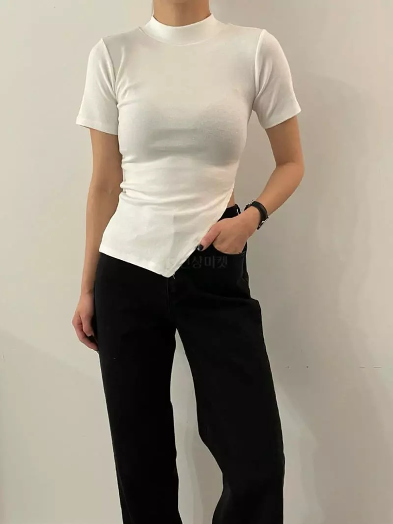 Moment - Korean Women Fashion - #momslook - Nef Diagonal Tee - 4