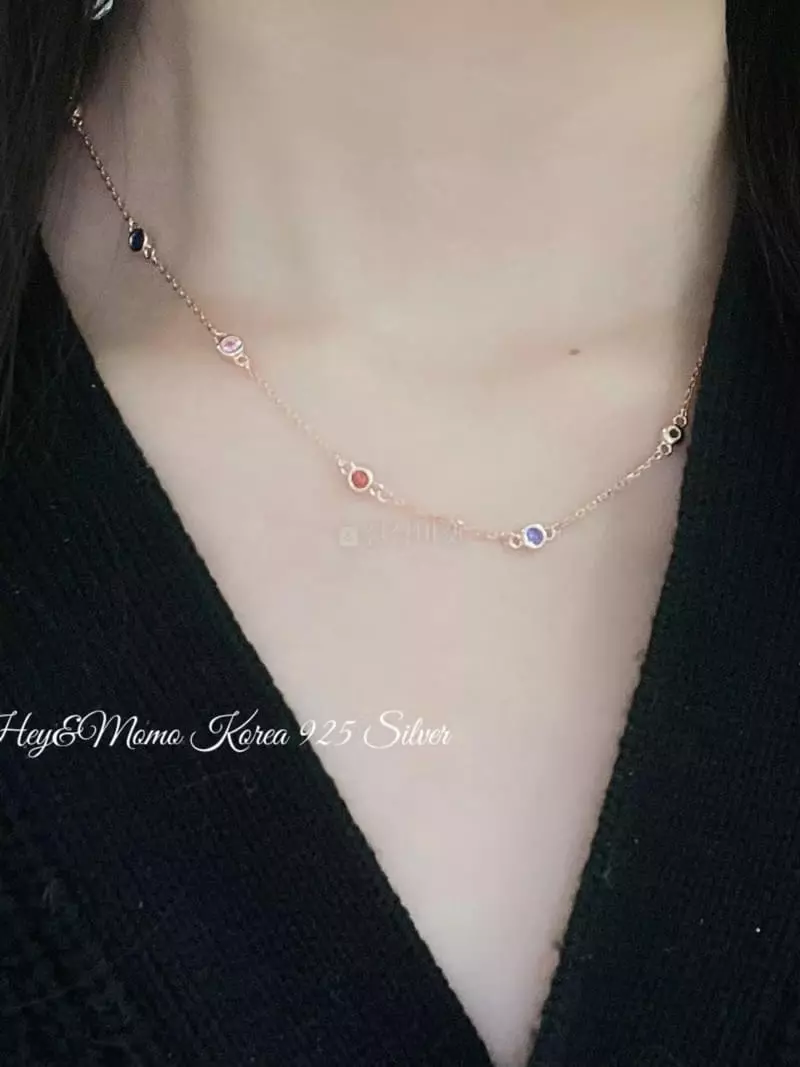 Momo - Korean Women Fashion - #momslook - 925 Silver Pink Gold Necklace