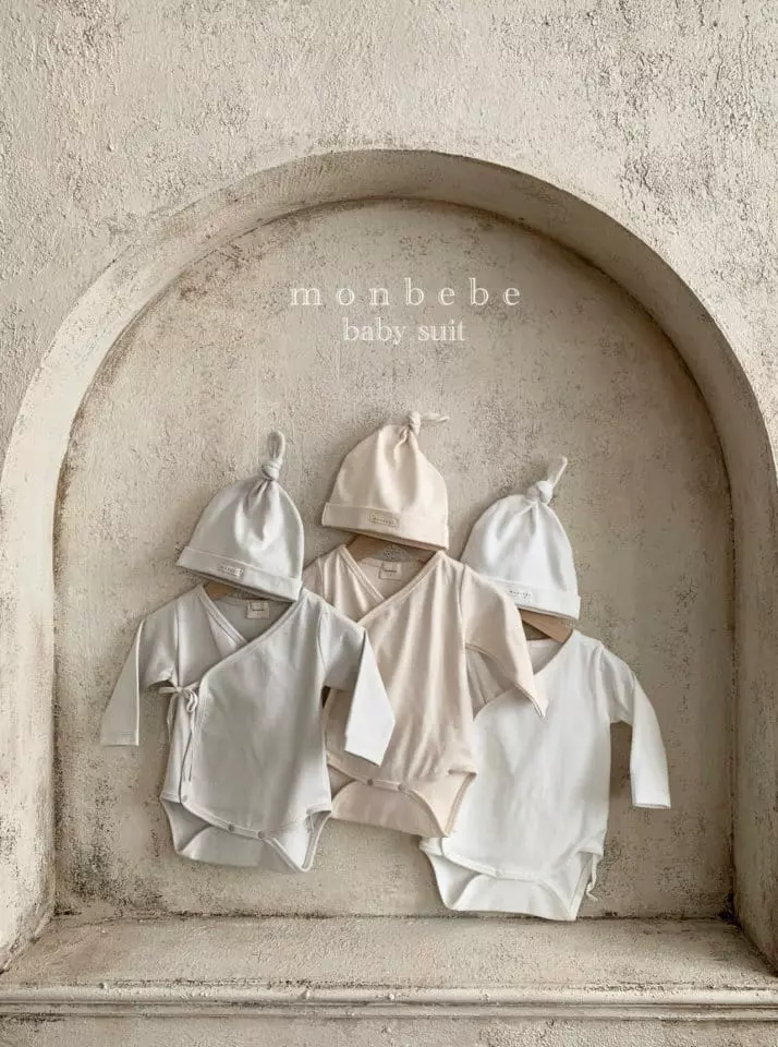 Monbebe - Korean Baby Fashion - #babyboutique - Petti Bodysuit with Bonnet - 3