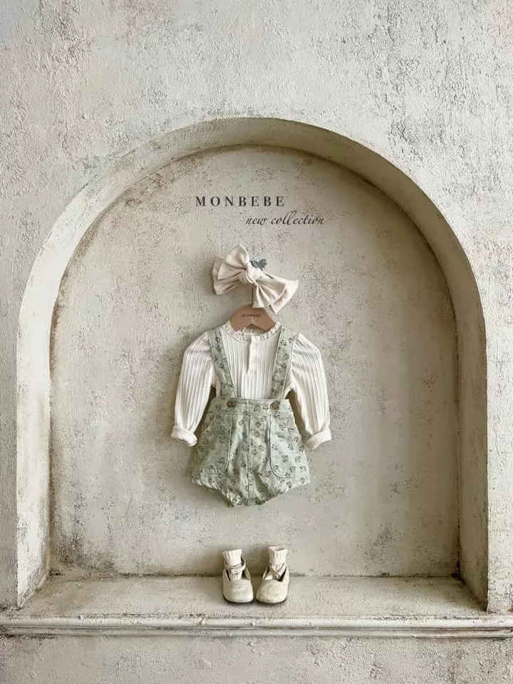 Monbebe - Korean Baby Fashion - #babyfashion - Flower Dungarees Bodysuit - 3