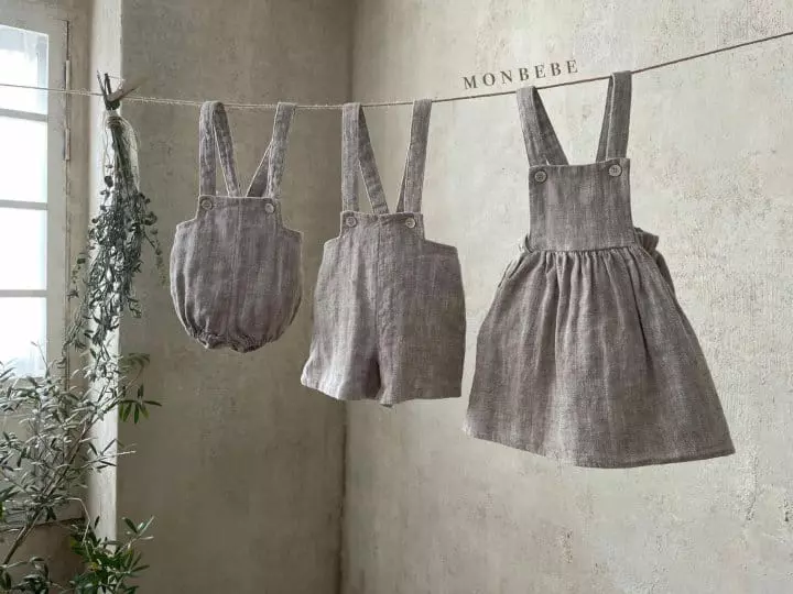 Monbebe - Korean Baby Fashion - #babylifestyle - Baby Herringbone Dungarees Pants - 3