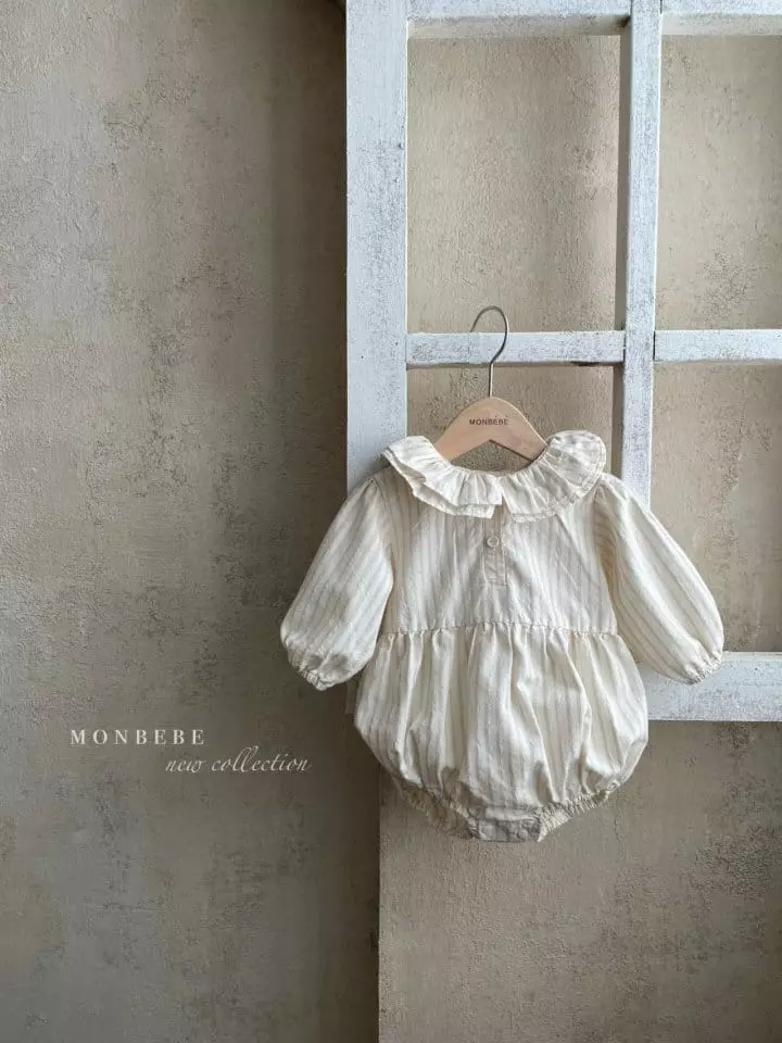 Monbebe - Korean Baby Fashion - #babyoninstagram - Stripes Frill Bodysuit - 7