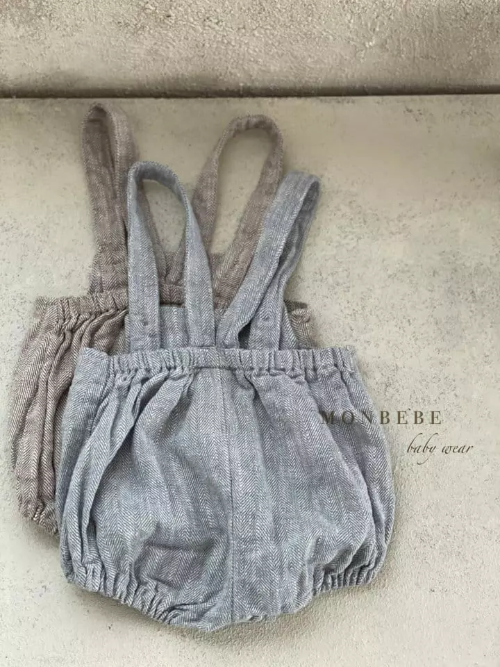 Monbebe - Korean Baby Fashion - #babyootd - Baby Herringbone Dungarees Pants - 5