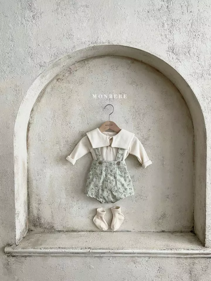 Monbebe - Korean Baby Fashion - #babyootd - Flower Dungarees Bodysuit - 8