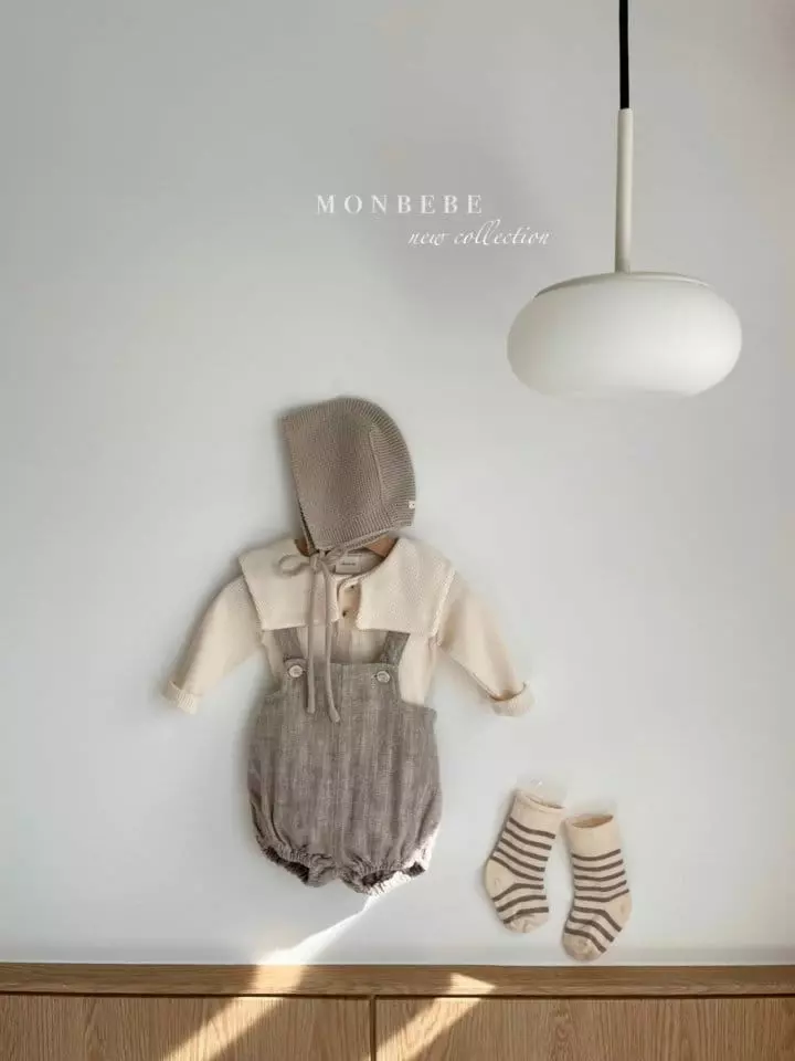 Monbebe - Korean Baby Fashion - #babyoutfit - Baby Herringbone Dungarees Pants - 7