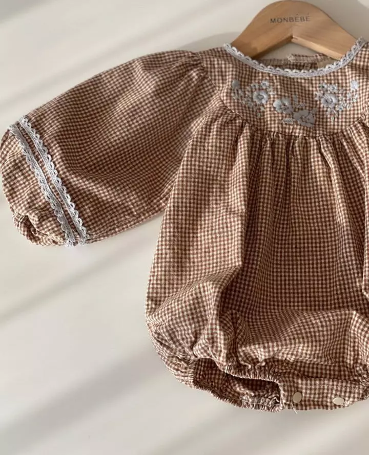 Monbebe - Korean Baby Fashion - #babyoutfit - Brownie Embroidery Bodysuit - 7