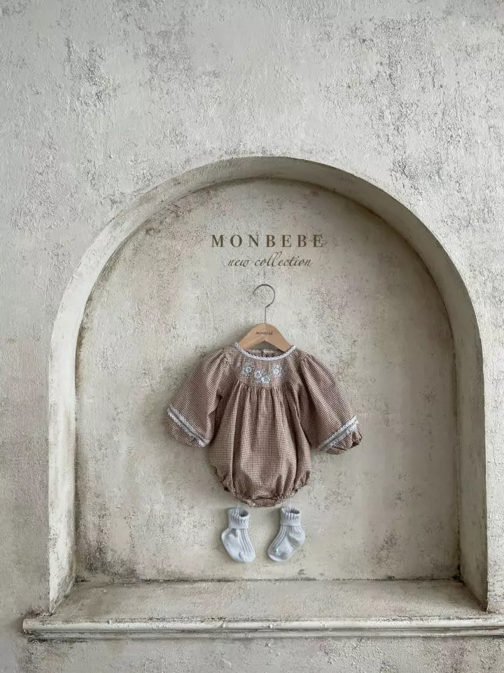 Monbebe - Korean Baby Fashion - #babyoutfit - Brownie Embroidery Bodysuit - 8