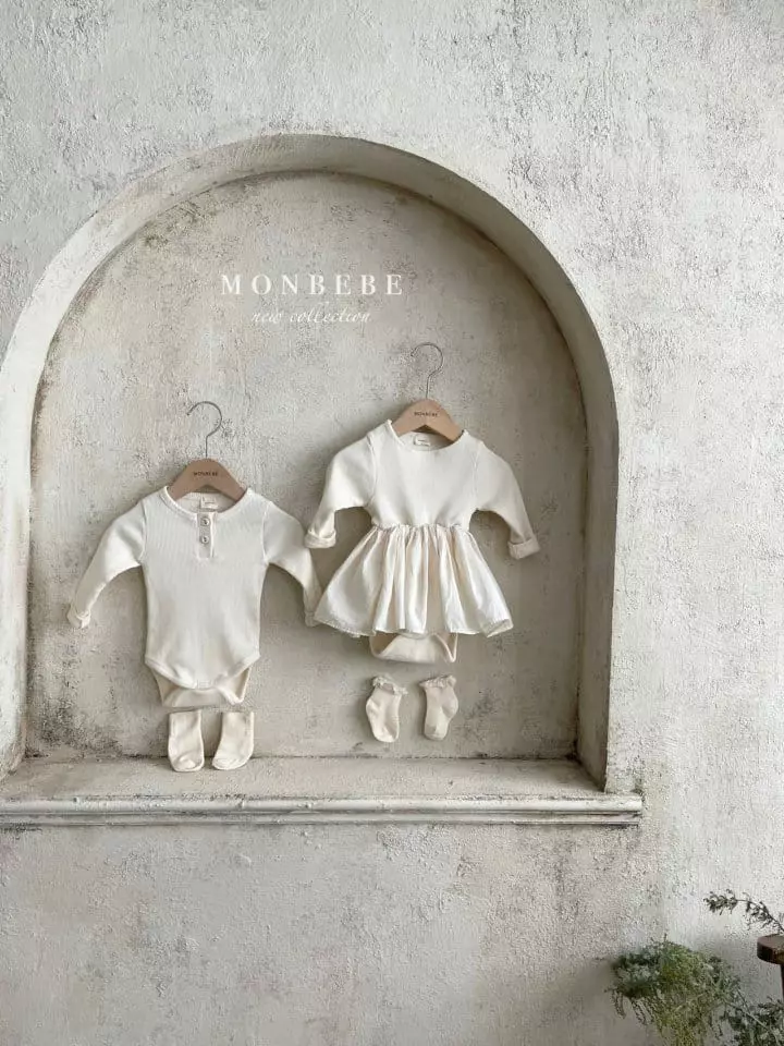 Monbebe - Korean Baby Fashion - #babyoutfit - Rib Frill Bodysuit - 4