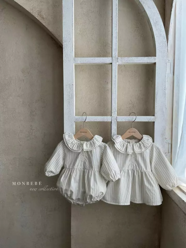 Monbebe - Korean Baby Fashion - #babyoutfit - Stripes Frill Bodysuit - 10