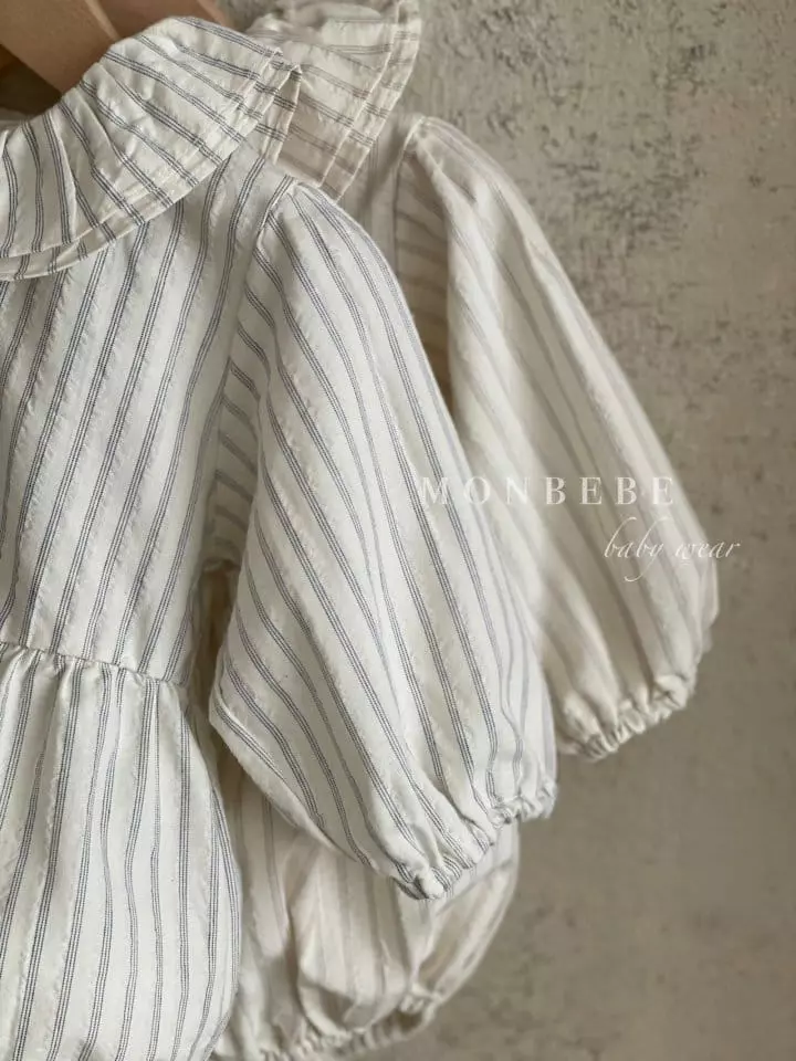 Monbebe - Korean Baby Fashion - #babywear - Stripes Frill Bodysuit - 11