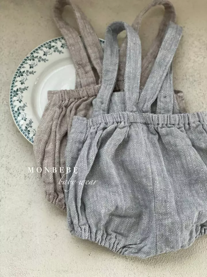 Monbebe - Korean Baby Fashion - #onlinebabyboutique - Baby Herringbone Dungarees Pants - 9