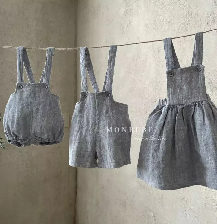 Monbebe - Korean Children Fashion - #kidzfashiontrend - Herringbone Dungarees Skirt - 4