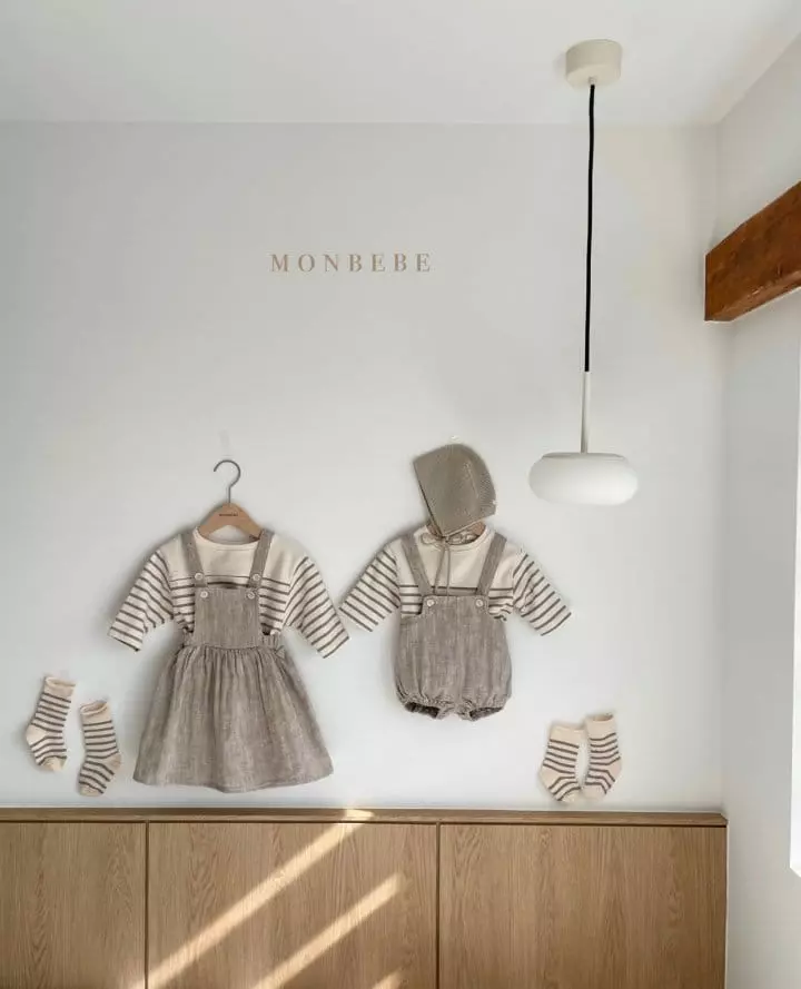 Monbebe - Korean Children Fashion - #childrensboutique - Herringbone Dungarees Skirt - 11