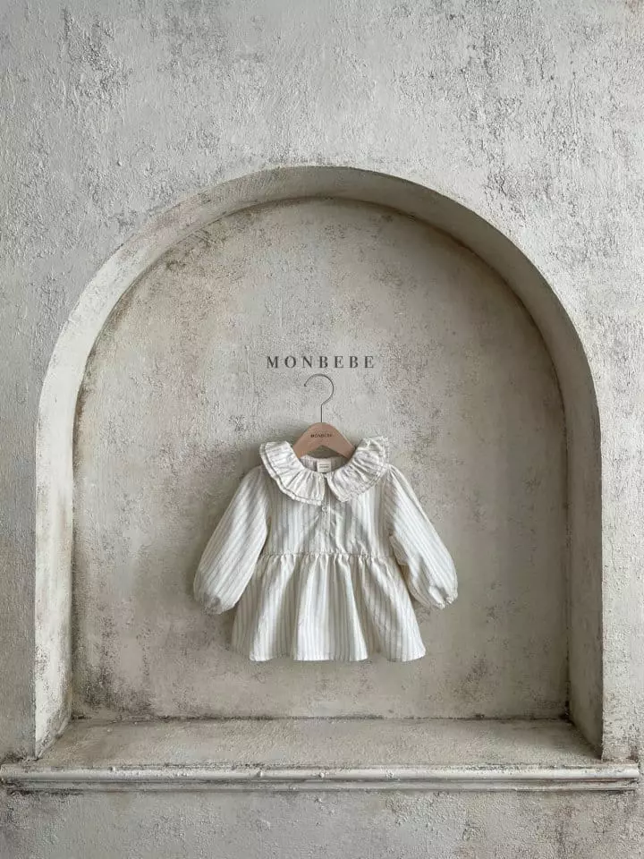 Monbebe - Korean Children Fashion - #designkidswear - Stripes Frill Blouse - 2