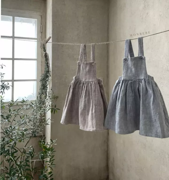 Monbebe - Korean Children Fashion - #kidsshorts - Herringbone Dungarees Skirt