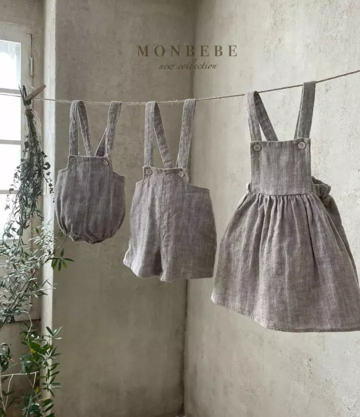 Monbebe - Korean Children Fashion - #kidzfashiontrend - Herringbone Dungarees Skirt - 3
