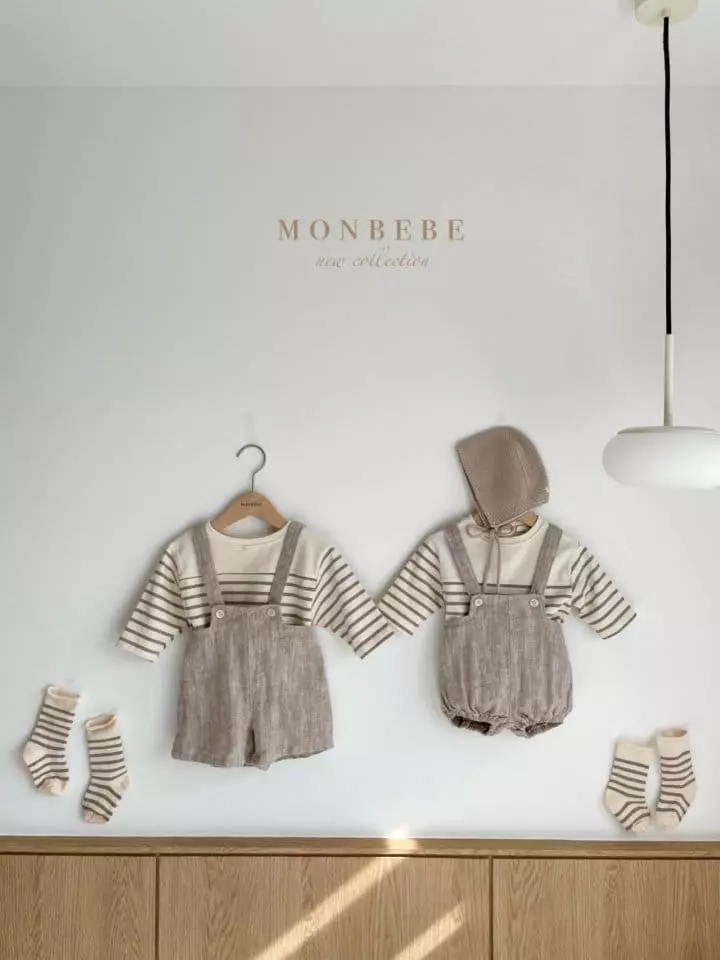 Monbebe - Korean Children Fashion - #littlefashionista - Herringbone Dungarees Pants - 6