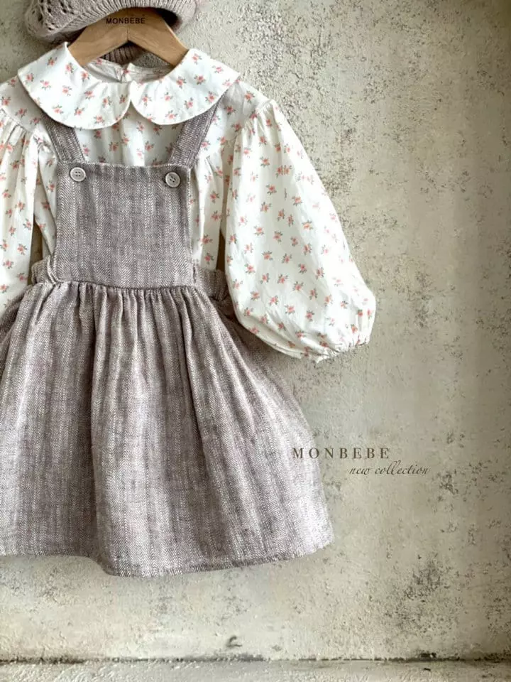 Monbebe - Korean Children Fashion - #littlefashionista - Herringbone Dungarees Skirt - 5