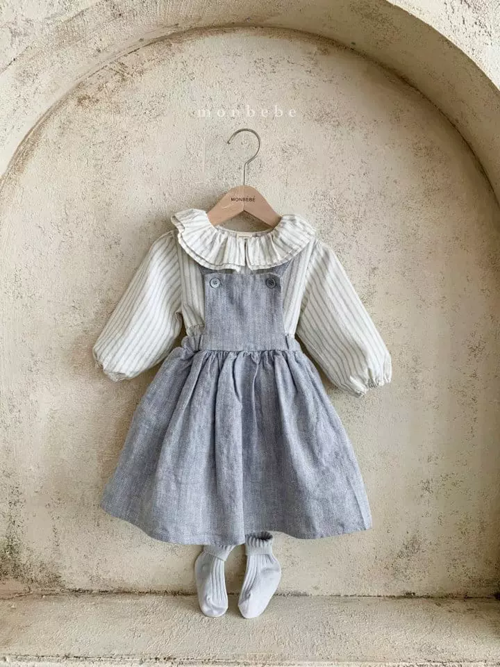 Monbebe - Korean Children Fashion - #littlefashionista - Stripes Frill Blouse - 9