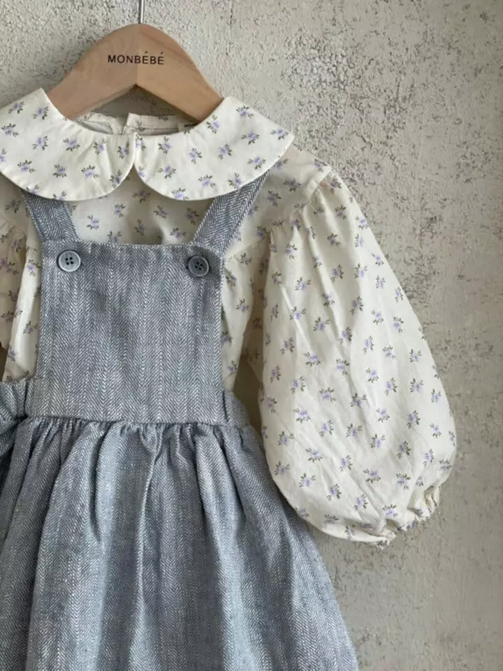 Monbebe - Korean Children Fashion - #magicofchildhood - Herringbone Dungarees Skirt - 6
