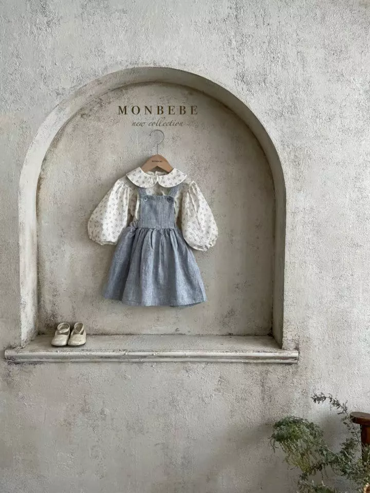 Monbebe - Korean Children Fashion - #minifashionista - Herringbone Dungarees Skirt - 7