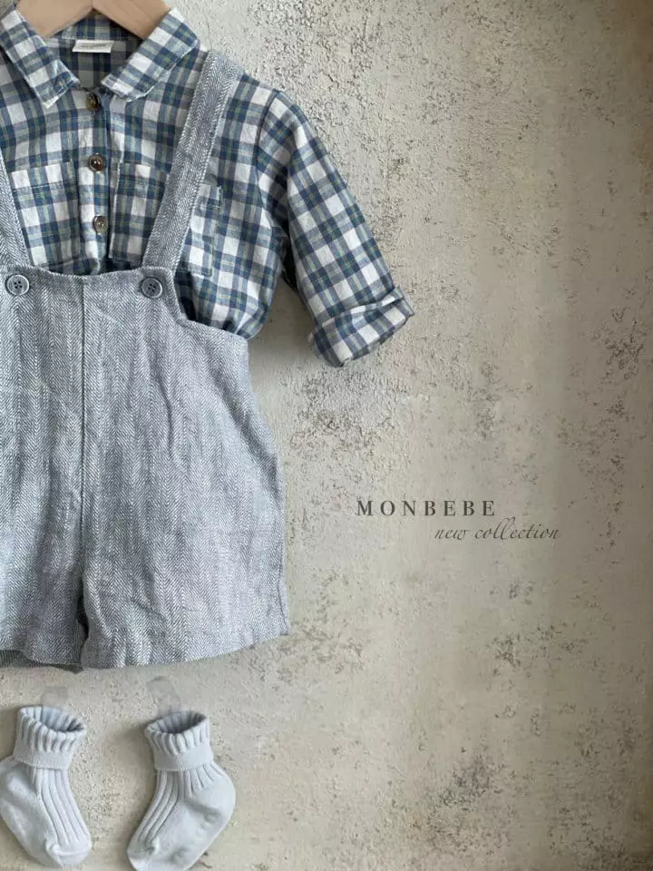Monbebe - Korean Children Fashion - #prettylittlegirls - Herringbone Dungarees Pants - 9