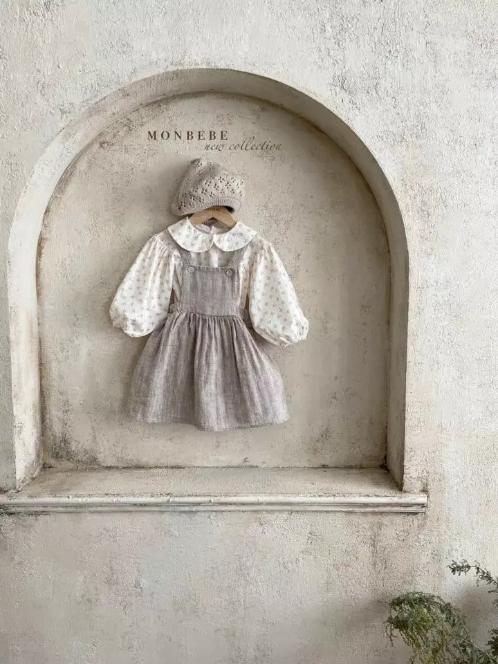 Monbebe - Korean Children Fashion - #prettylittlegirls - Herringbone Dungarees Skirt - 8