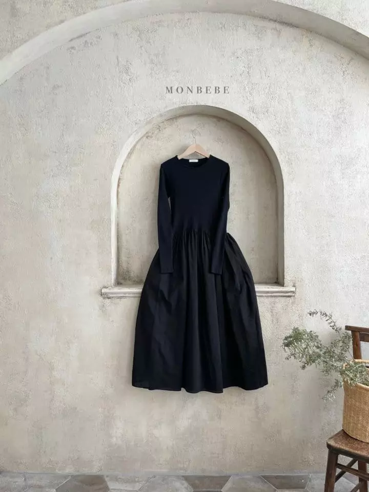 Monbebe - Korean Women Fashion - #momslook - Mom Rib Frill One-piece - 2