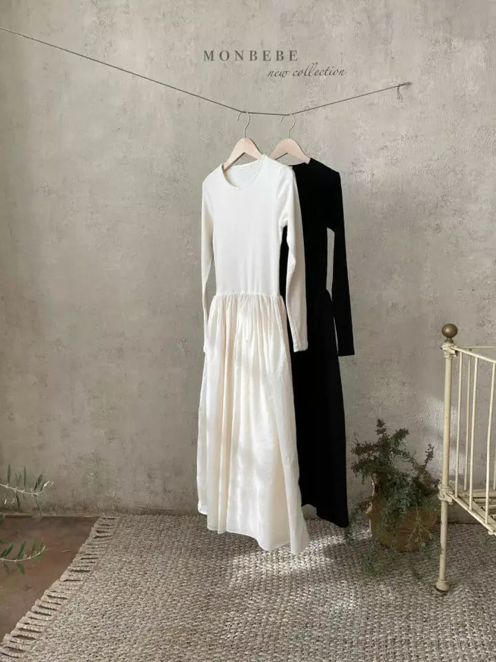 Monbebe - Korean Women Fashion - #thelittlethings - Mom Rib Frill One-piece