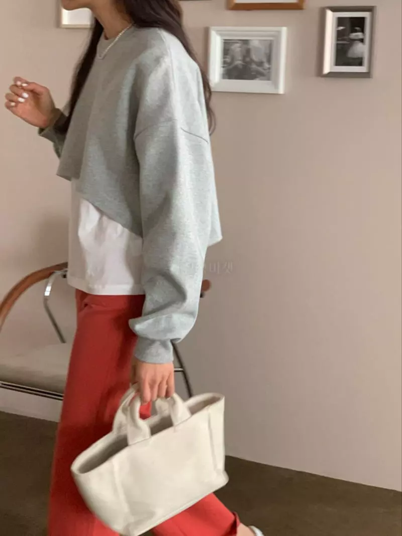 Monet - Korean Women Fashion - #momslook - Crop Sweatshirt