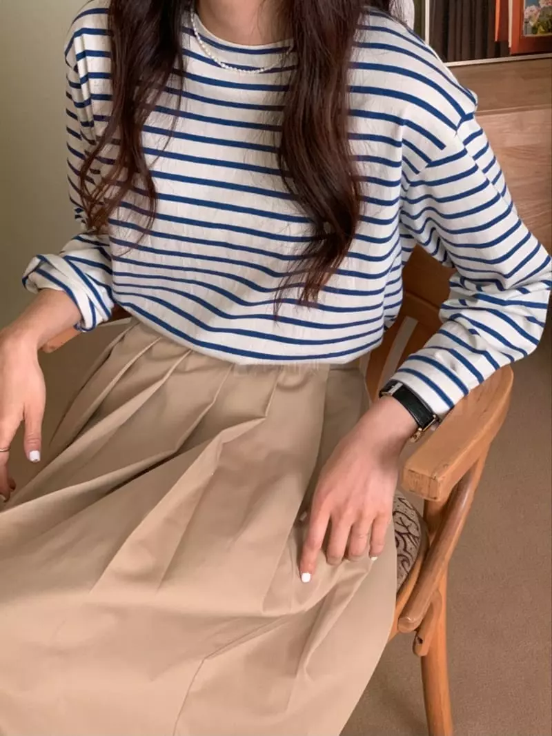 Monet - Korean Women Fashion - #restrostyle - French Stripe Tee - 3