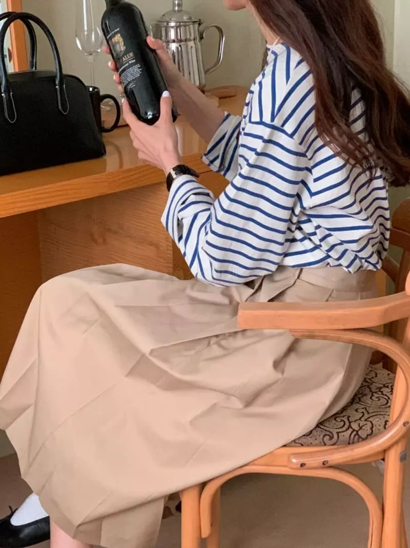 Monet - Korean Women Fashion - #restrostyle - French Stripe Tee - 4