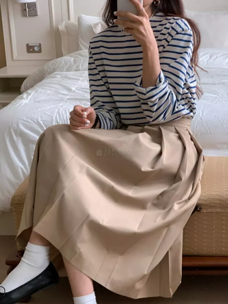 Monet - Korean Women Fashion - #vintagekidsstyle - French Stripe Tee