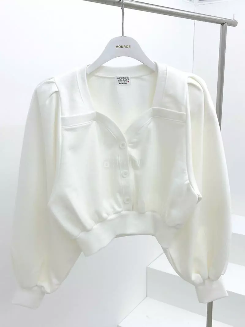 Monroe - Korean Women Fashion - #momslook - Heart Neck Sweatshirt - 3