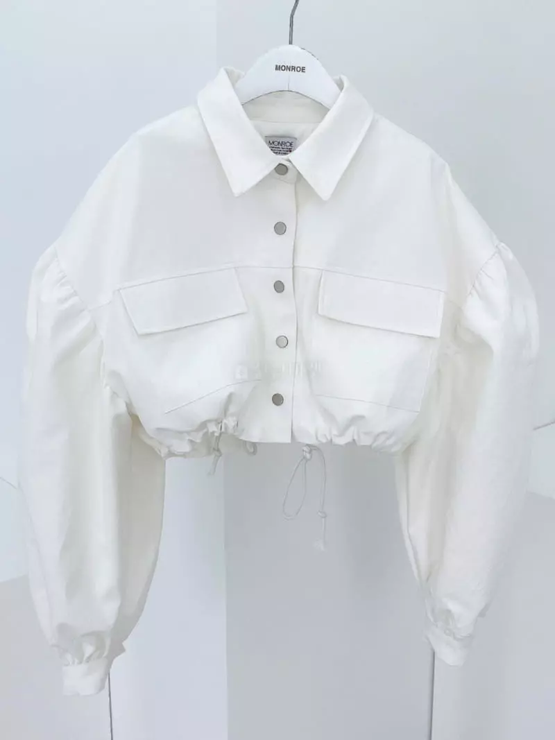Monroe - Korean Women Fashion - #momslook - Puff Crop Bomber Jacket - 2