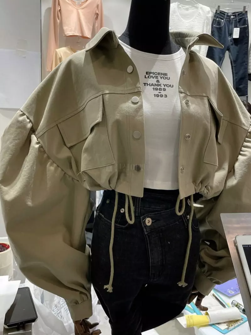 Monroe - Korean Women Fashion - #womensfashion - Puff Crop Bomber Jacket