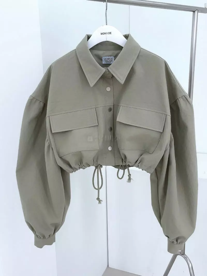 Monroe - Korean Women Fashion - #womensfashion - Puff Crop Bomber Jacket - 3