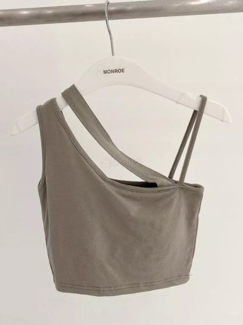 Monroe - Korean Women Fashion - #womensfashion - Unbalance Pad Sleeveless Tee - 2