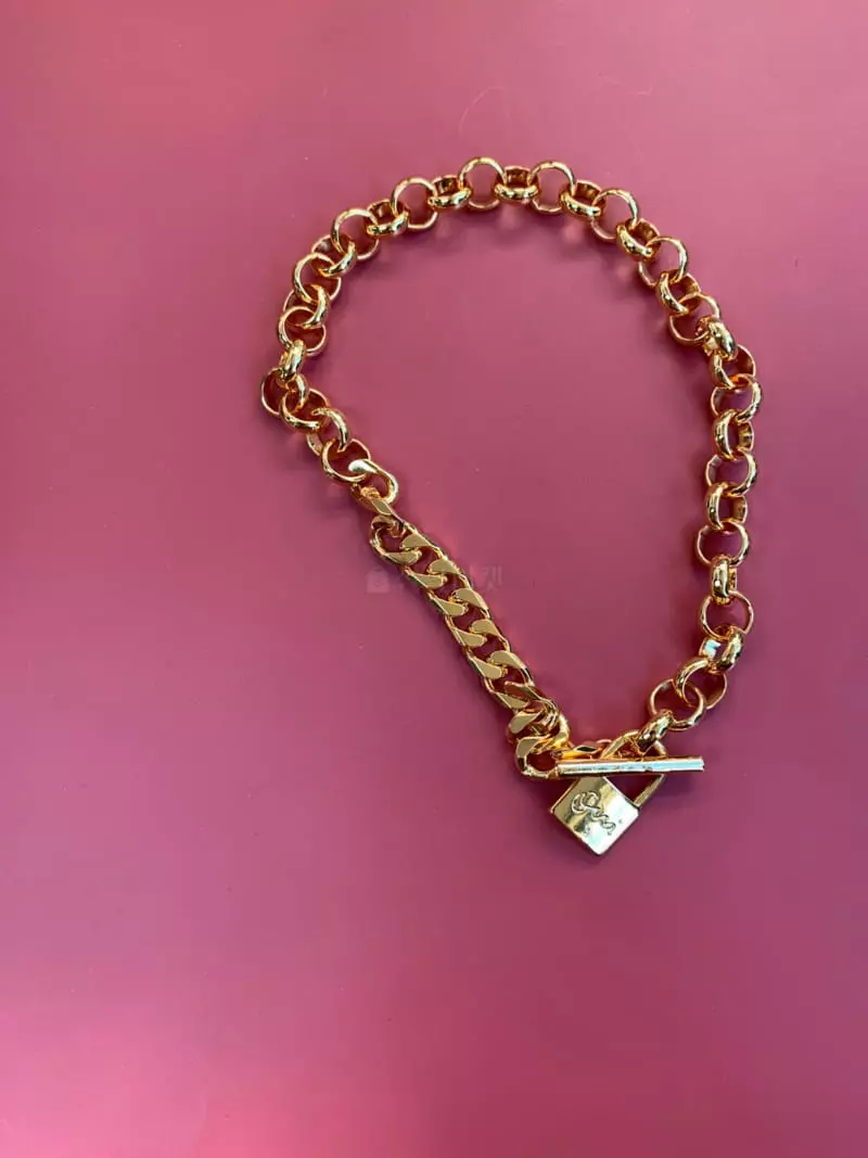 Mood - Korean Women Fashion - #momslook - A2639 Lock Chain Necklace - 3