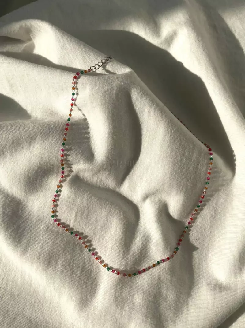 Mood - Korean Women Fashion - #momslook - A3623 Mini Color Beads Chain Necklace - 2
