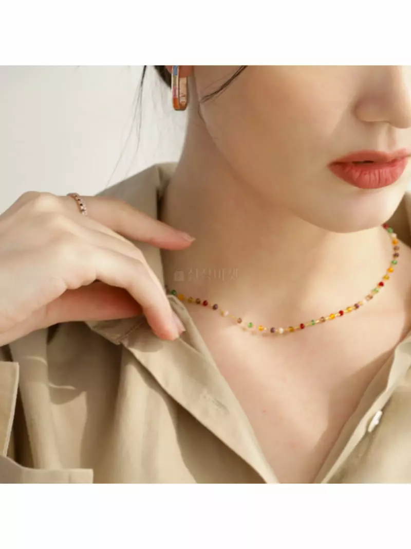 Mood - Korean Women Fashion - #momslook - A3622 Mix Color Beads Chain Necklace