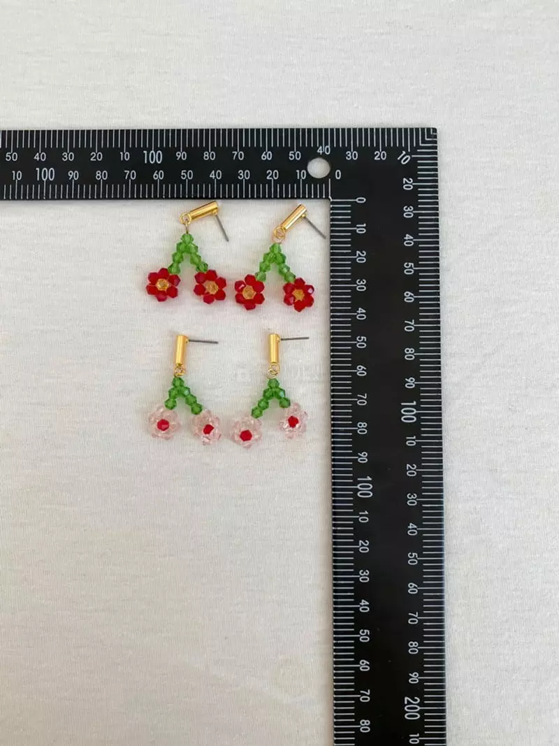 Mood - Korean Women Fashion - #womensfashion - A3209 Beads Cherry Earrings - 4