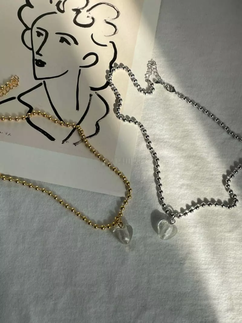 Mood - Korean Women Fashion - #momslook - A2896 Heart Crystal Necklace - 2