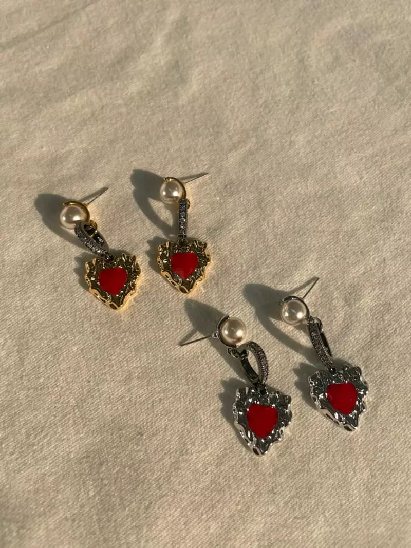 Mood - Korean Women Fashion - #momslook - A3602 Pearl Heart Earrings