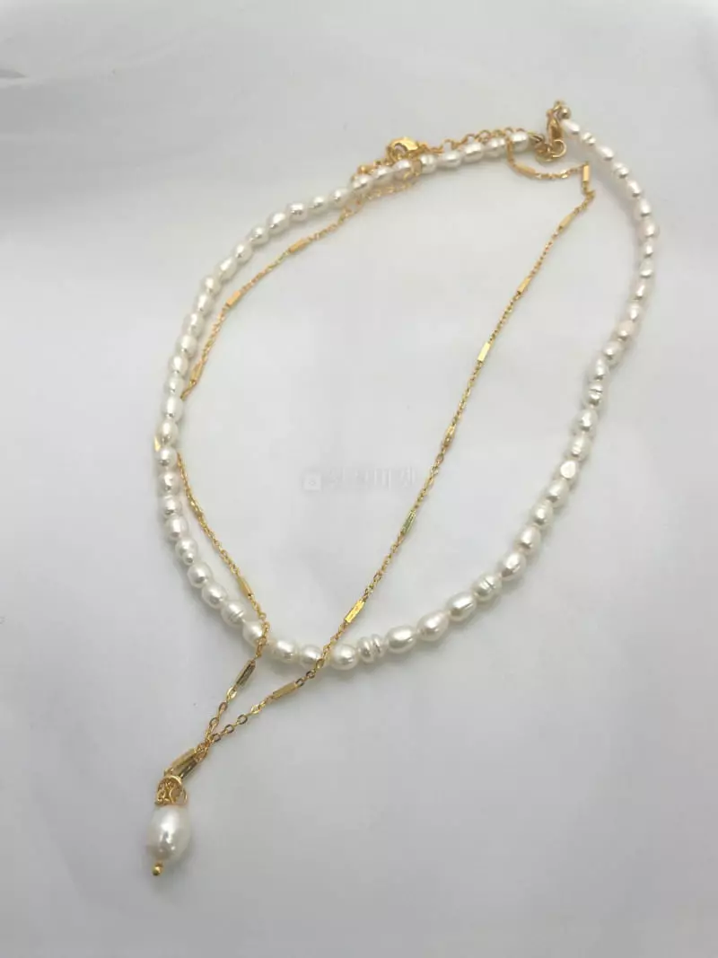 Mood - Korean Women Fashion - #momslook - A3512 Pearl Chain Layered Necklace - 2