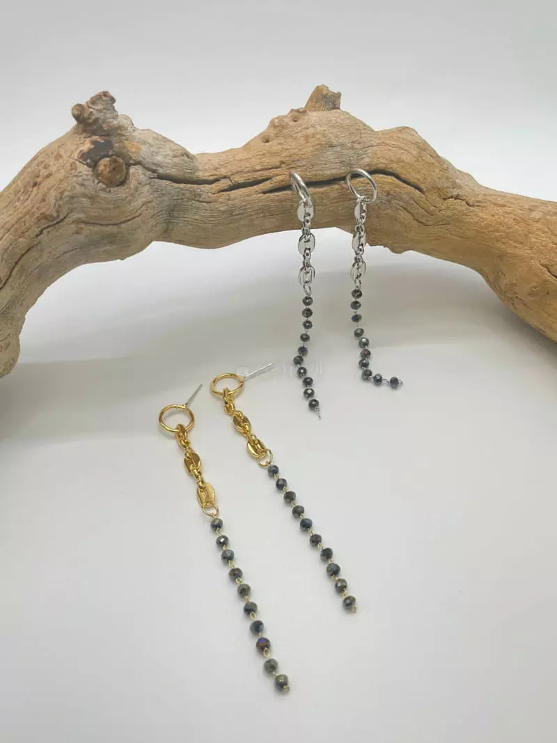 Mood - Korean Women Fashion - #momslook - A3537 Chain Beads Earrings