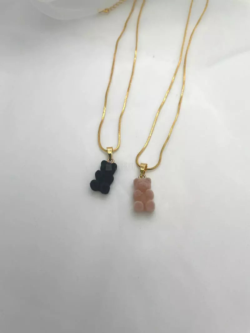 Mood - Korean Women Fashion - #momslook - A3517 Velvet Haribo Bear Thin Necklace - 2